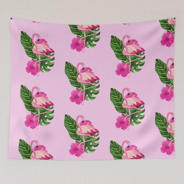 Item preview, cute watercolor tropical pink flamingo designed and sold by Beeroclock.