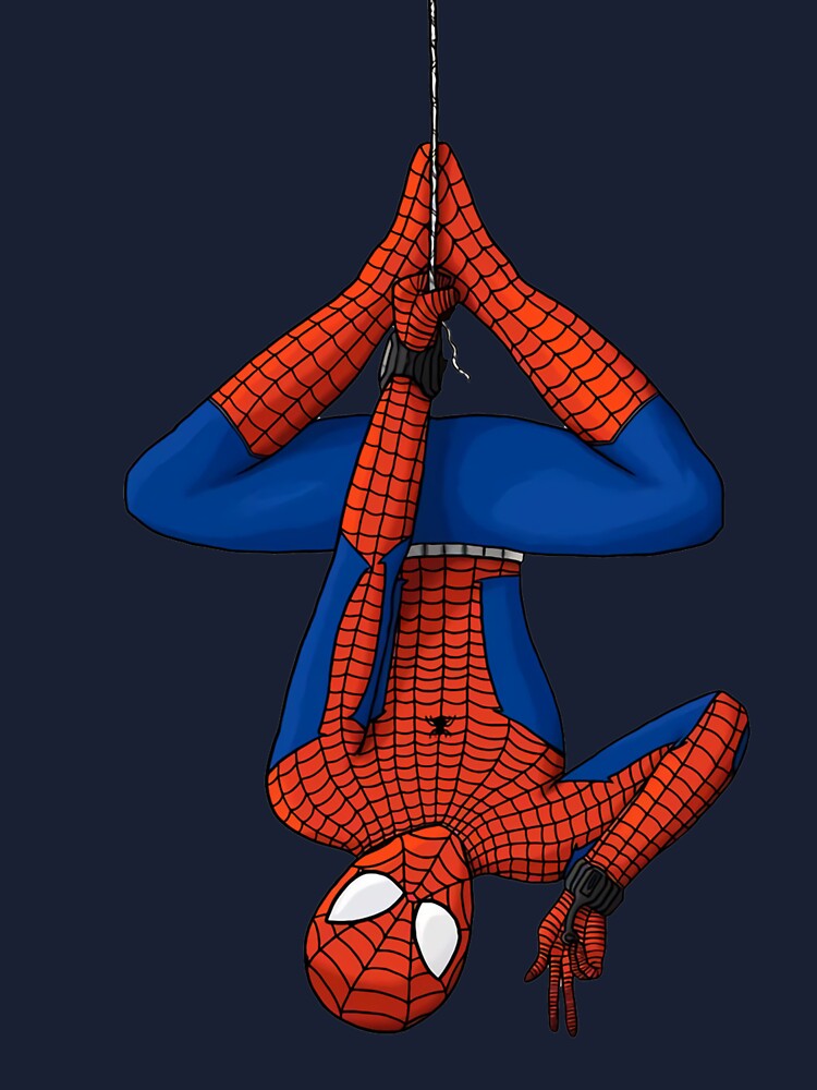 How to draw Spider-Man hanging on web - Sketchok easy drawing guides