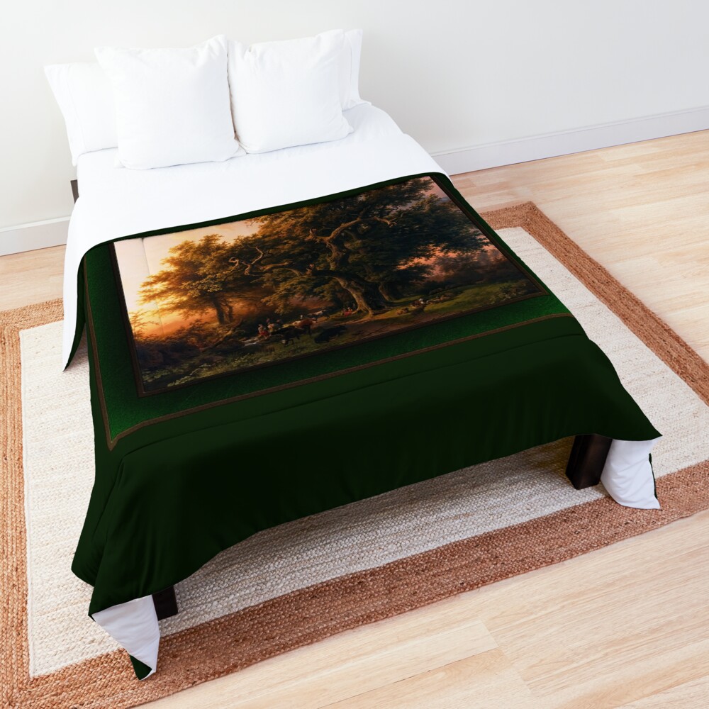 Bosgezicht (Forest View) by Barend Cornelis Koekkoek - The Beauty Of Nature 2 Bosgezicht (Forest View) by Barend Cornelis Koekkoek Remastered Xzendor7 Classical Art Old Masters Reproductions Comforter