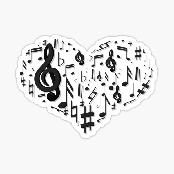"Heart Shaped Music Notes Music Lover" Sticker for Sale by SoloCreate