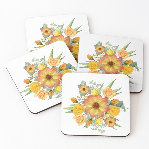Item preview, Digital Florist - Dahlia Delights summer vibes orange and yellows designed and sold by OByD.