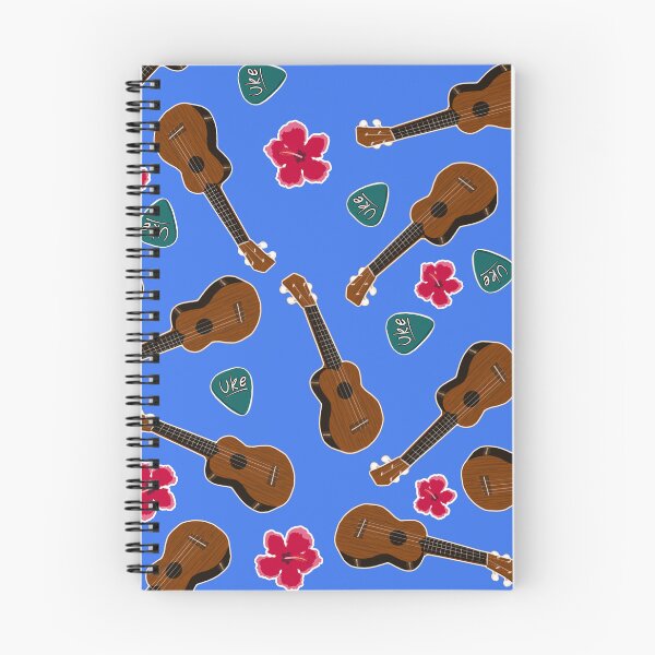Item preview, Ukulele and hibiscus mix on blue background  designed and sold by BumbleBearArtUK.