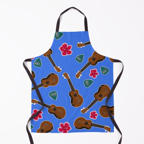 Item preview, Ukulele and hibiscus mix on blue background designed and sold by BumbleBearArtUK.