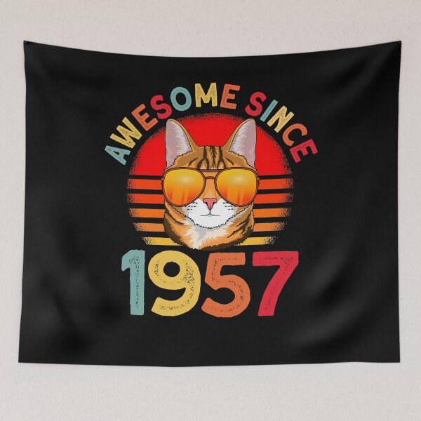 Item preview, Awesome since 1957 Cat vintage 65th Birthday designed and sold by Ibu83.