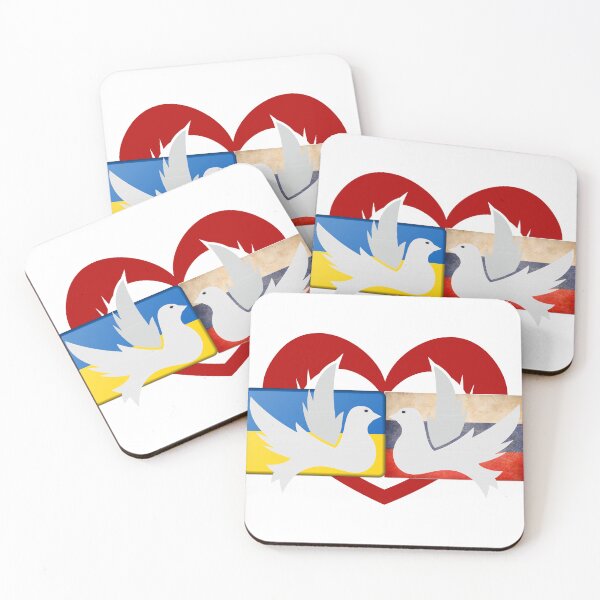 Item preview, Doves of peace Ukraine Russia with heart designed and sold by Oberlaender.