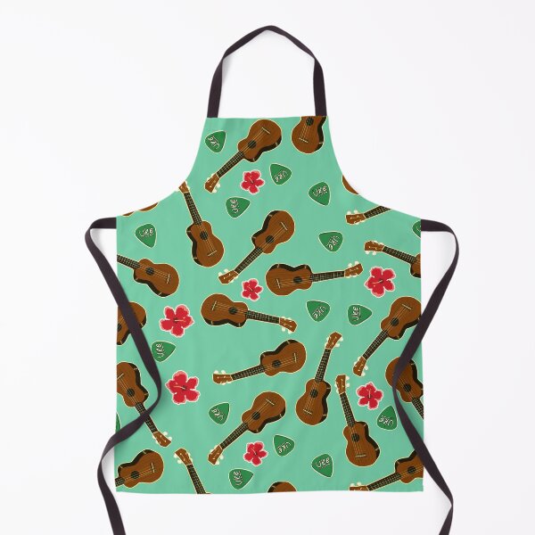 Item preview, Ukulele and hibiscus mix on green background designed and sold by BumbleBearArtUK.