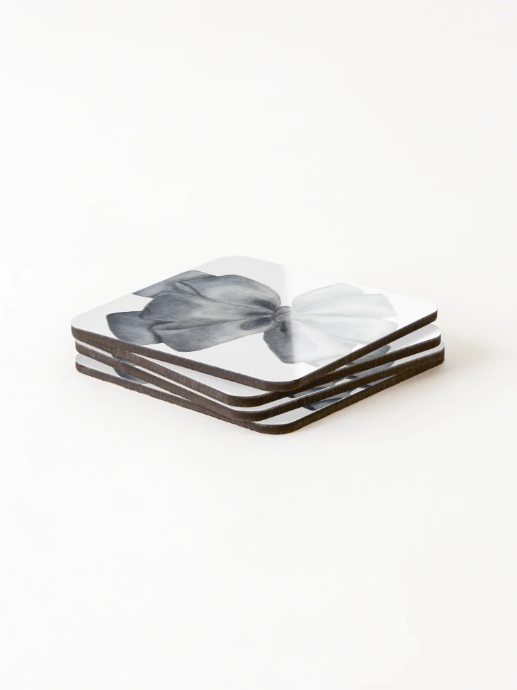 Thumbnail 4 of 5, Coasters (Set of 4), Grey Ribbon designed and sold by RuriIbara.