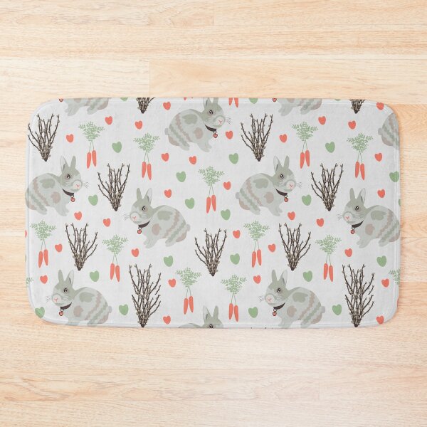 Item preview, Rabbit seamless pattern on grey background designed and sold by OM-lova.