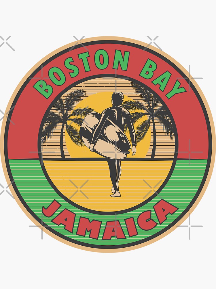 "Boston Bay Jamaica Rasta Summer Surfing Design" Sticker for Sale by CynthiaGraphics Redbubble