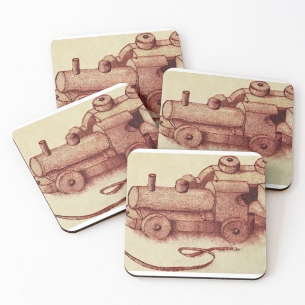 Item preview, Childhood toy train in sepia drawing designed and sold by GingerCatCo.
