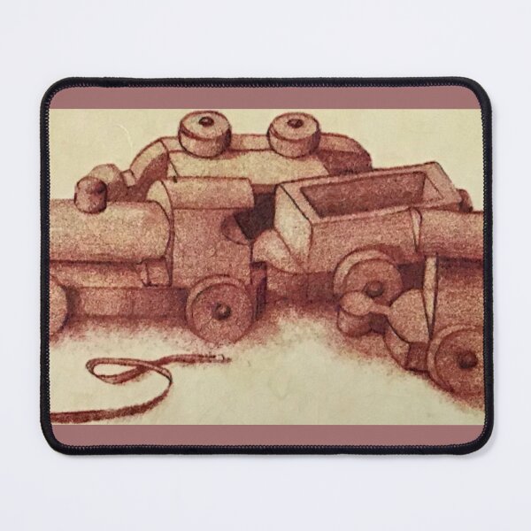 Item preview, Childhood toy train in sepia drawing designed and sold by GingerCatCo.