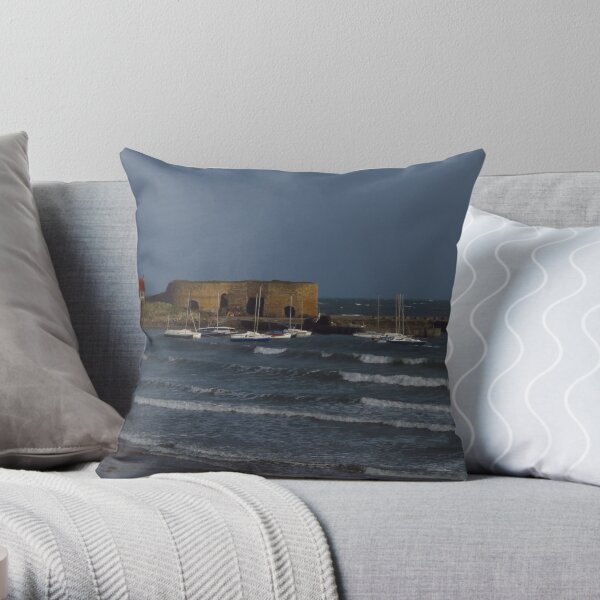 Rough Seas at Beadnell Throw Pillow