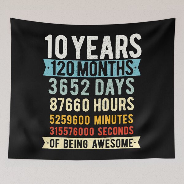 Item preview, Kids 10th Birthday 10 Years Old Vintage Retro 120 Months designed and sold by greatblackboard.