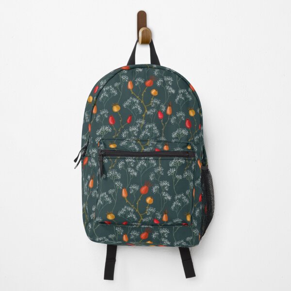 Item preview, Seamless pastel pattern, rose hips and gypsophila twigs, small flowers and berries on a dark background. designed and sold by UVI-CA.