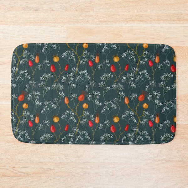 Item preview, Seamless pastel pattern, rose hips and gypsophila twigs, small flowers and berries on a dark background. designed and sold by UVI-CA.