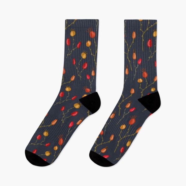 Item preview,  Seamless pastel pattern, rose hips on a dark background. designed and sold by UVI-CA.