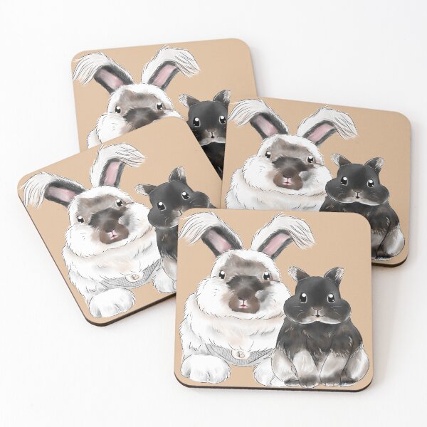 Item preview, Black and White Rabbit Couple  designed and sold by bunniesmee.