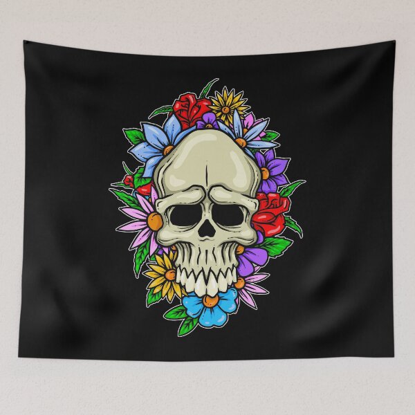 Item preview, Colorful Flower Skull Bouquet designed and sold by LaughinBones.