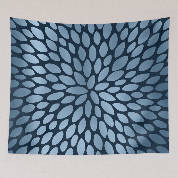 Artikelvorschau, Floral Bloom in Blue on Navy Blue entworfen und verkauft von meggydesigns.
