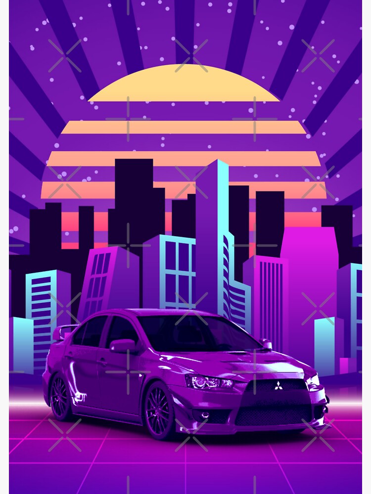 lancer-evolution-sport-car-retro-sticker-for-sale-by-hartono92