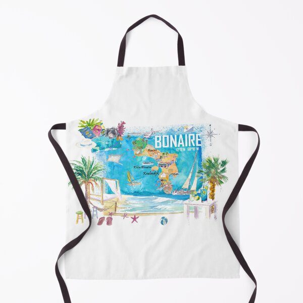 Item preview, Bonaire Dutch Antilles Caribbean Island Illustrated Travel Map with Tourist Highlights designed and sold by artshop77.