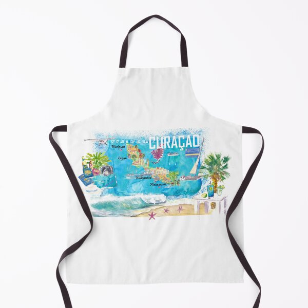 Item preview, Curacao Dutch Antilles Caribbean Island Illustrated Travel Map with Tourist Highlights designed and sold by artshop77.