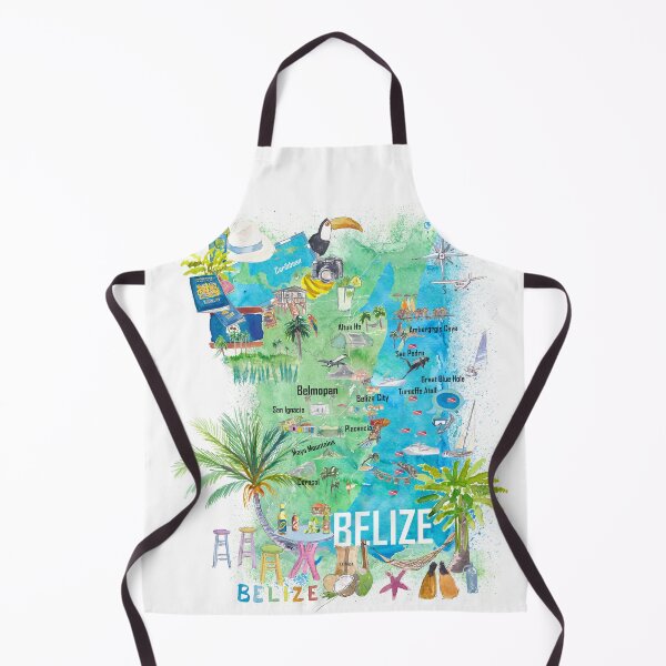 Item preview, Belize Caribbean Illustrated Travel Map with Roads and Tourist Highlights designed and sold by artshop77.