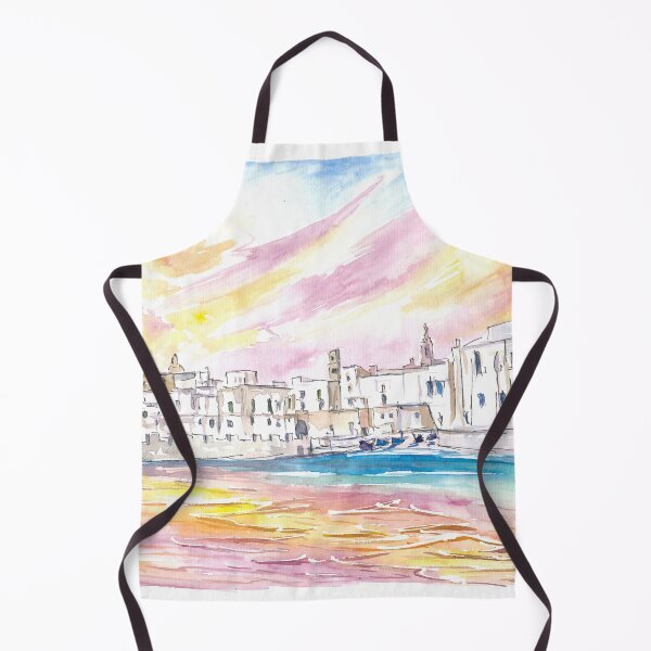 Item preview, View of Monopoli Italy with Old Port in Spectacular Sunlight designed and sold by artshop77.