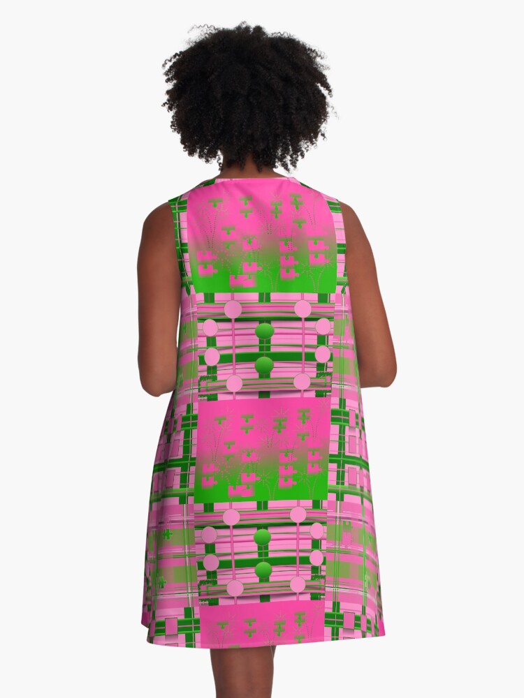 Thumbnail 3 of 4, A-Line Dress, Pink & Green Fashions / Products designed and sold by montaque8.