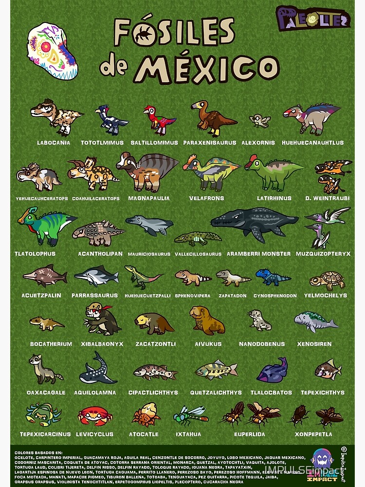"fossils of mexico poster" Poster for Sale by IMPULSEimpact Redbubble