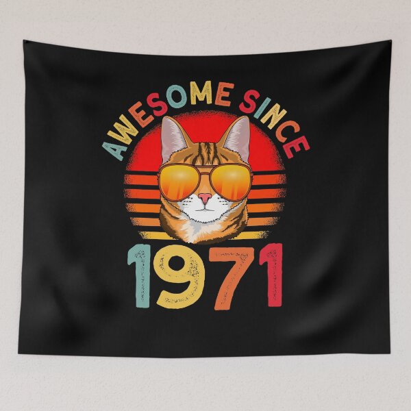 Item preview, Awesome since 1971 Cat vintage 51st birthday designed and sold by Ibu83.