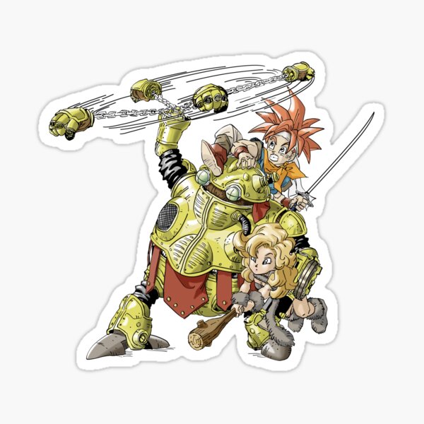 Vista previa del artículo con la obra «Chrono Trigger Chrono Ayla y Robo», diseñado y vendido por luscastore.