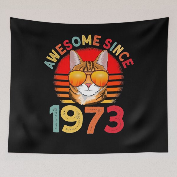 Item preview, Awesome since 1973 Cat vintage 49th Birthday designed and sold by Ibu83.