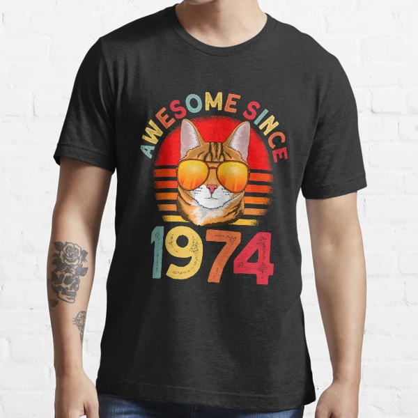 27th Birthday Vintage Cat Gift T-Shirt - Awesome Since 1993 T-Shirt