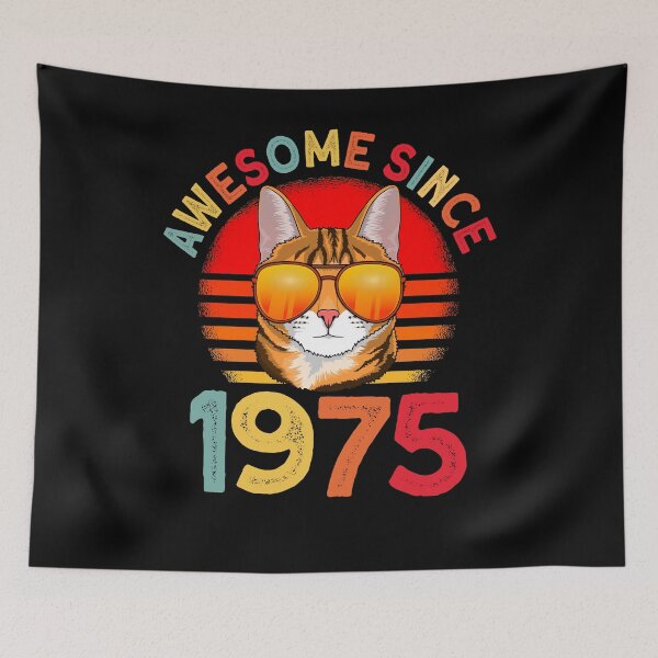 Item preview, Awesome since 1975 Cat vintage 47th Birthday designed and sold by Ibu83.