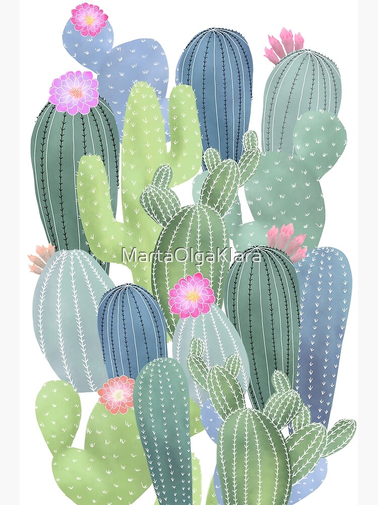 Download Cacti Love Watercolor Cactus Pattern Greeting Card By Martaolgaklara Redbubble