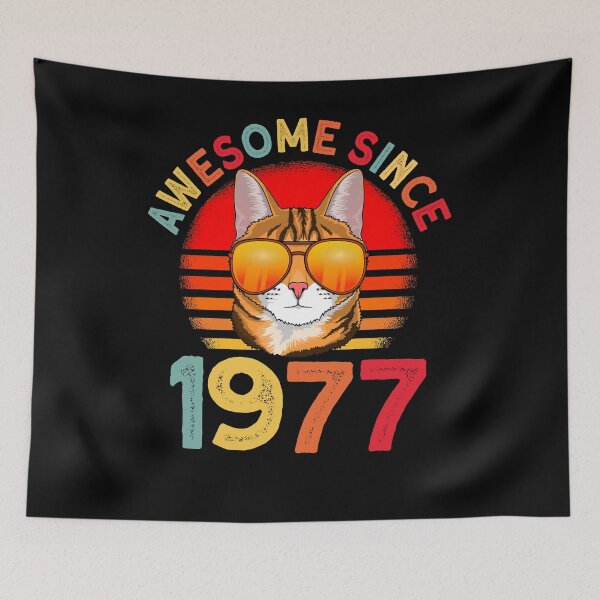 Item preview, Awesome since 1977 Cat vintage 45th Birthday designed and sold by Ibu83.