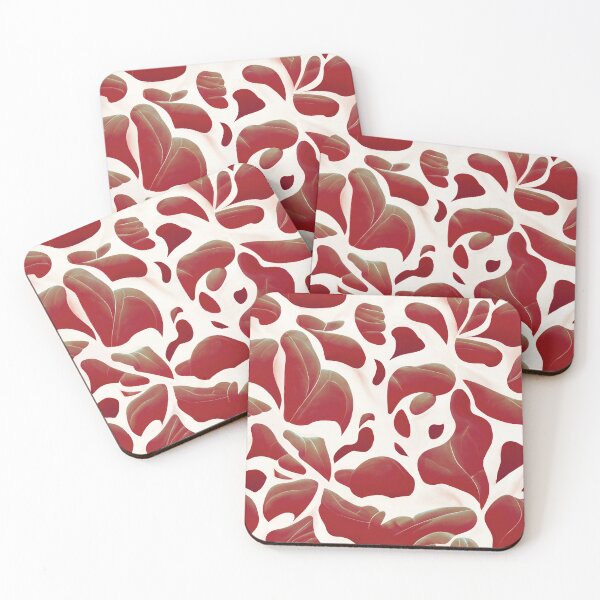 Item preview, White and Red Abstract Flying Leaves | Red Leaf Pattern designed and sold by TMBTM.