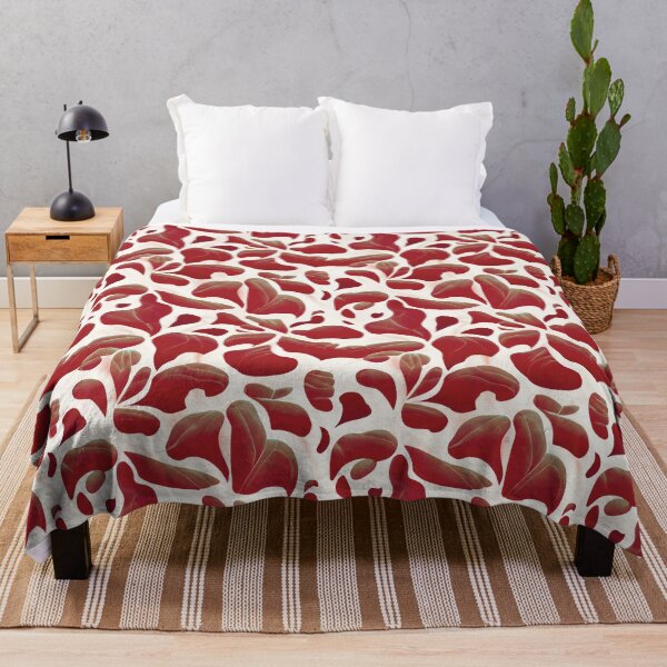 Item preview, White and Red Abstract Flying Leaves | Red Leaf Pattern designed and sold by TMBTM.