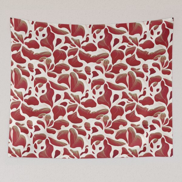 Item preview, White and Red Abstract Flying Leaves | Red Leaf Pattern designed and sold by TMBTM.