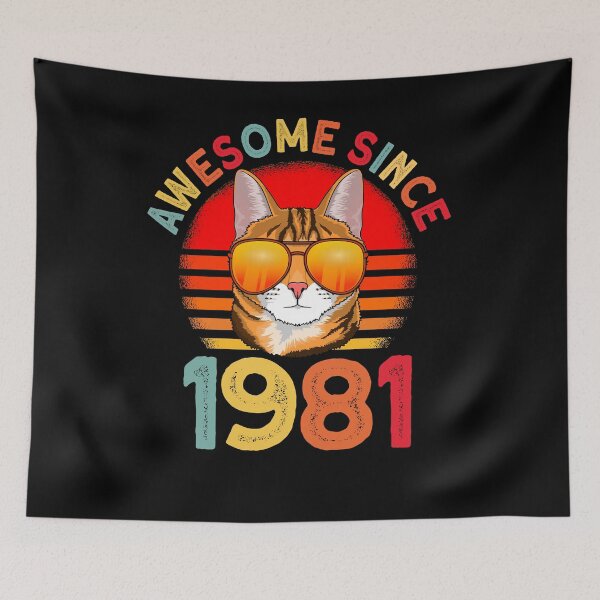 Item preview, Awesome since 1981 Cat vintage 41st birthday designed and sold by Ibu83.