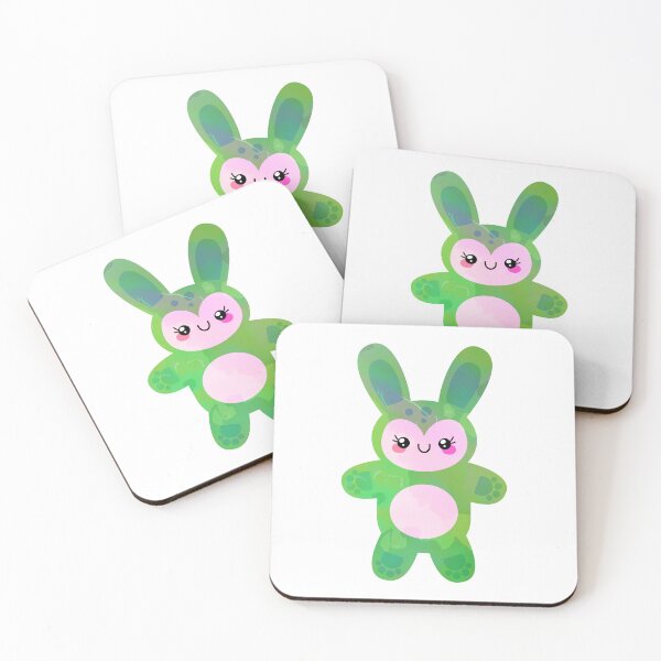Item preview, Whimsical Cute Bunny Rabbit Teddy Bear Green & Pink designed and sold by CreativeCranium.