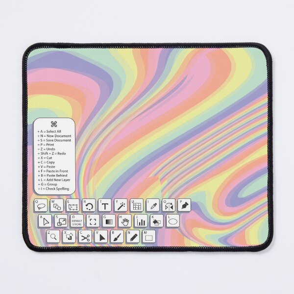 Item preview, Adobe Illustrator Shortcuts - Pastel Rainbow Swirl DeskMat designed and sold by randummyhd.