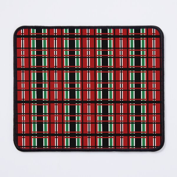 Item preview, Complex Striped Square Pattern Design in Red Black Green and White designed and sold by NellVerde.