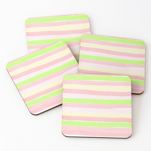 Item preview, Light Pink and neon green striped pattern - horizontal watercolor stripes designed and sold by patterncrow.