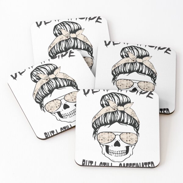 Item preview, Dead Dead inside but I still  caffeinated halloween mom female skull with aviator glasses bandana designed and sold by Teshirt ★★★★★.