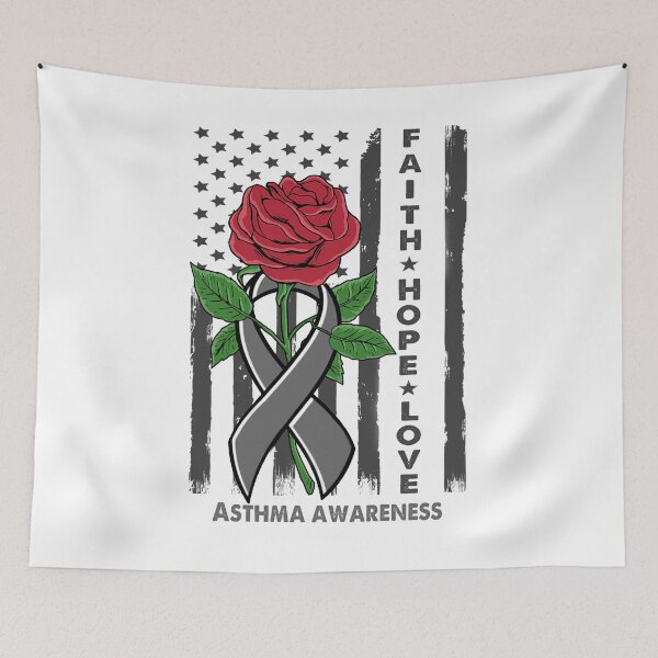 Item preview, Faith Hope Love Asthma Awareness Amarican Flag designed and sold by Kohend.