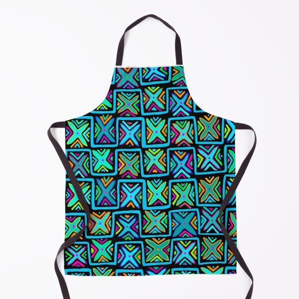 Item preview, Kuna Indian Happy Checks - Turquoise designed and sold by Esprit-Mystique.
