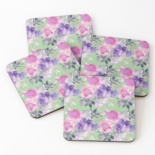 Item preview, Pastel Pink And Violet Floral Pattern On Soft Green designed and sold by DEC02.
