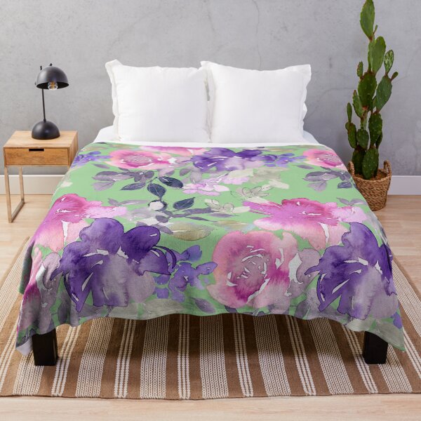 Item preview, Pastel Pink And Violet Floral Pattern On Soft Green designed and sold by DEC02.